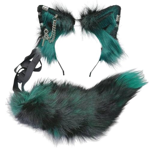 Ekwikzz Wolf Ohren Schwanz Set Fuchs Wolf Stirnbänder Clips Flauschige Cosplay Kostüme Gothic Punk Zubehör für Halloween SI Cross D GR Ekwikzz Wolf Ohren Schwanz Set Fuchs Wolf Stirnbänder Clips Flauschige Cosplay Kostüme Gothic Punk Zubehör für Halloween SI Cross D GR von Ekwikzz
