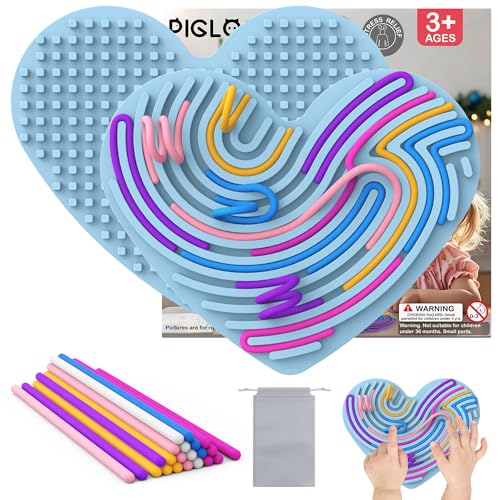 Elalove Sensorik Activity Board 2PCS Sensorisches Spielzeug mit Liebe Stile- Design Doppelseitiges Sensorische Aktivitätsbrett für Kinder ab 3 und Erwachsene (17 Bunte Silikonschnüre) von Elalove