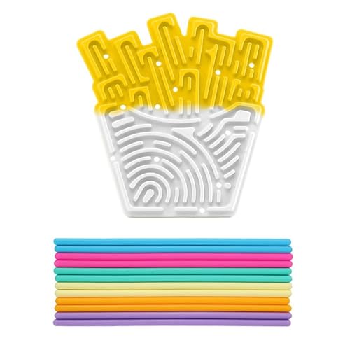 Elalove Sensorik Activity Board Sensorisches Spielzeug mit Pommes Frites Styling- Design Doppelseitiges Sensorische Aktivitätsbrett für Kinder ab 3 und Erwachsene (17 Bunte Silikonschnüre) von Elalove