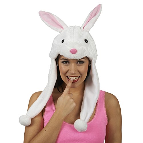 Andrea Moden 3287705 - Hasen Mütze mit zwei langen Pompon Zöpfen, für Erwachsene, Tier, Kopfbedeckung, Accessoire, Motto Party, Karneval von Elbenwald