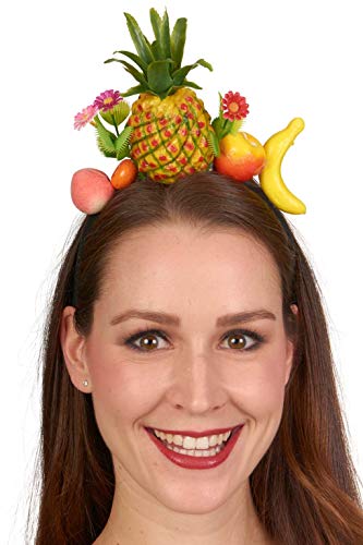 Andrea Moden 3892525 - Haarreif Früchte, mit tropischen Früchten besetzt, Ananas, Banane, Pfirsich, Blumen, Hawaii, Karibik, Kopfschmuck Motto Party, Karneval von Elbenwald