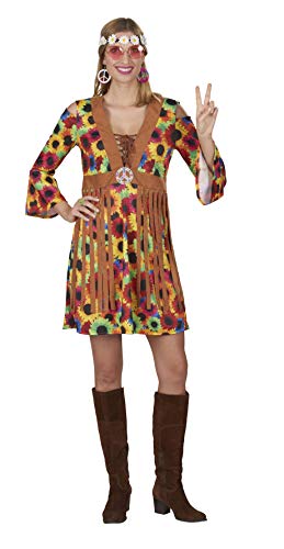 Andrea Moden - Kostüm Hippie Sunny, Kleid mit angenähter Fransenweste, Flower Power, 60er Jahre, Karneval, Mottoparty von Elbenwald