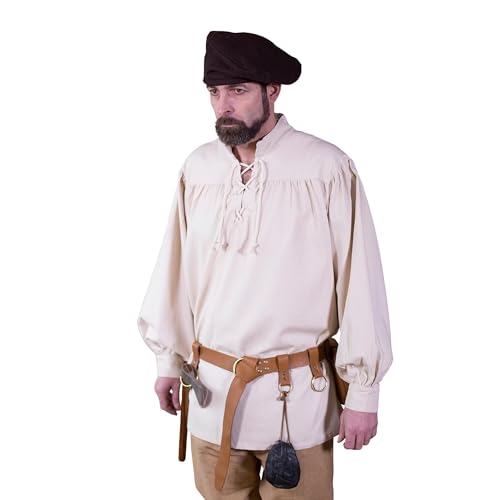 Burgschneider - Mittelalter Hemd/Schnürhemd „Störtebecker“ - Natur (XXXL, Unisex, Baumwolle) Historisch - Late Medieval Burgschneider - Mittelalter Hemd/Schnürhemd „Störtebecker“ - Natur (XXXL, Unisex, Baumwolle) Historisch - Late Medieval von Burgschneider