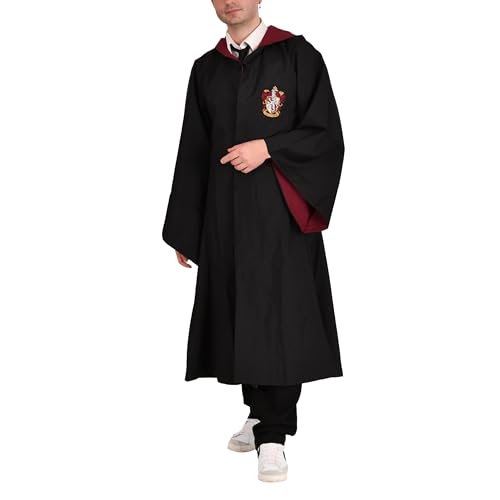 Elbenwald Harry Potter Gryffindor Robe - Kostümumhang für Zauberer und Hexen von Hogwarts - Umhang für Cosplay Events Halloween Karneval in Schwarz Rot - L von Elbenwald