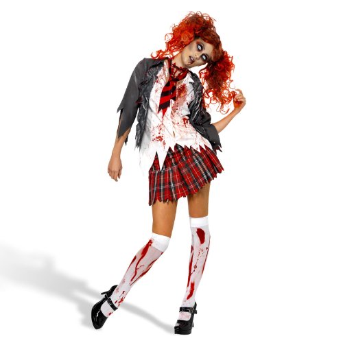 Zombie Kostüm Damen Schoolgirl Look für Halloween u Karneval 3-teilig Jacke mit Shirt, Rock, Krawatte - S Zombie Kostüm Damen Schoolgirl Look für Halloween u Karneval 3-teilig Jacke mit Shirt, Rock, Krawatte - S von Elbenwald
