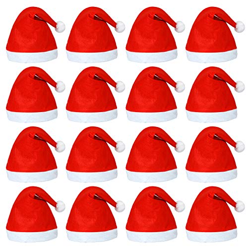 Elcoho 20 Pack Nikolausmütze Weihnachtsmütze Erwachsene plüsche weihnachtsmann mütze Vliesstoff Weihnachtsmütze Rote Weihnachtsmannmütze für Erwachsene Partygeschenke von Elcoho