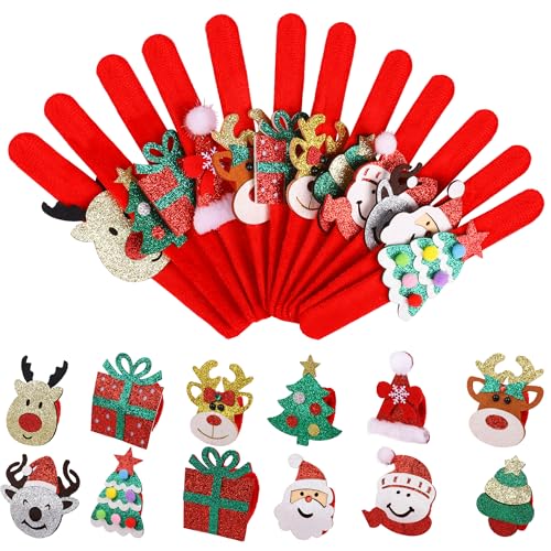 Elcoho 24 Stück Weihnachts-Slap-Armbänder Xmas Slap Bands im Glitzerstil Partyspielzeug Geschenke mit Weihnachtsmann, Schneemann, Rentierstilen für Geschenkaustausch oder Weihnachtsfeier Elcoho 24 Stück Weihnachts-Slap-Armbänder Xmas Slap Bands im Glitzerstil Partyspielzeug Geschenke mit Weihnachtsmann, Schneemann, Rentierstilen für Geschenkaustausch oder Weihnachtsfeier von Elcoho