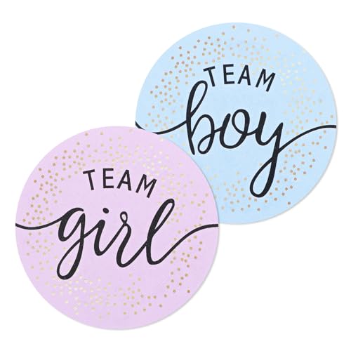 Eldraqth 120 Stück Gender Reveal Stickers Team Boy und Team Girl Labels von Eldraqth