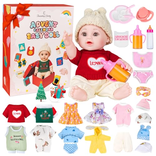 Eleanore's Diary Babypuppe 2025 Adventskalender für Kinder, Adventskalender Countdown mit 24 Überraschungen enthält 30CM Puppe, Kleidung, Zubehör, Adventskalender Mädchen, Weihnacht Geschenk Mädchen Eleanore's Diary Babypuppe 2025 Adventskalender für Kinder, Adventskalender Countdown mit 24 Überraschungen enthält 30CM Puppe, Kleidung, Zubehör, Adventskalender Mädchen, Weihnacht Geschenk Mädchen von Eleanore's Diary
