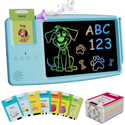 LCD Schreibtablett mit Sprechenden Flash-Karten, [2 IN 1] Bildschirm Doodle Pad Drawing Board Learning Educational Toy - Geschenk für Kinder über 3 Jahre alt Mädchen Jungen von Electight