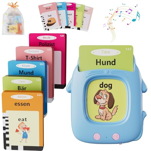 Sprechende Flash-Karten, Deutsch Englisch Lernkarten Lernspielzeug, 112 Blätter Lernkarteikarten 224 Wörter, Interaktive Spielzeug Kinder Ab 1 2 3 4 5 6 Jahre - Blau Sprechende Flash-Karten, Deutsch Englisch Lernkarten Lernspielzeug, 112 Blätter Lernkarteikarten 224 Wörter, Interaktive Spielzeug Kinder Ab 1 2 3 4 5 6 Jahre - Blau von Electight