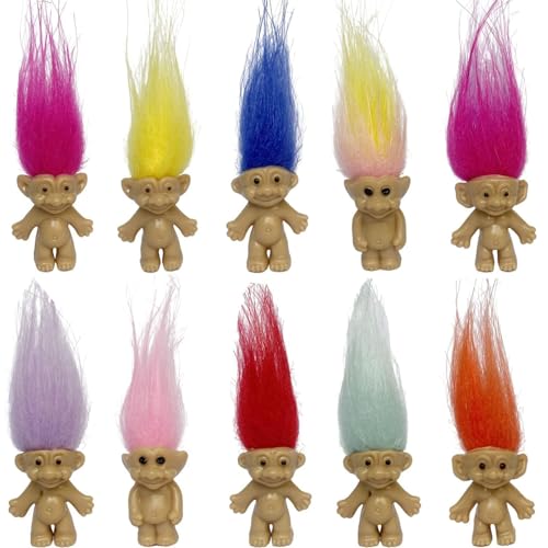 10 Stück DIY Vintage Lucky Troll-Puppe, Mini-Actionfiguren, Kuchenaufsätze, Puppenhauspuppen für Partyartikel, Sammlungen, Kunst und Basteln. von Electrilucn