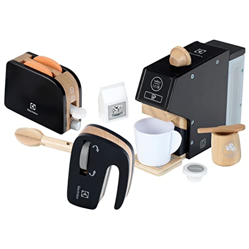 Klein Theo 7404 Electrolux Küchen-Set, Holz | Hochwertiges Kinder-Küchsenset bestehend aus Kaffeemaschine, Mixer und Toaster | Zubehör für Spiel-Küchen | Spielzeug für Kinder ab 3 Jahren von Klein