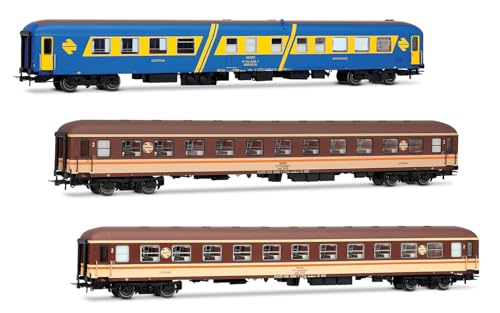 Electrotren HE4035 RENFE, 3er-Packung „Costa Brava“, Blauer Restaurantwagen + 2 x Liegewagen in „Estrella“-Lackierung, Ep. IV-Personenwagen von Electrotren