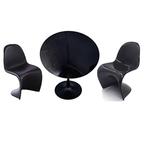 Eledoll 1:6 Dollhouse Furniture Panton S White Chair & Table Set for The 12 inch Fashion Doll (Black) von Eledoll