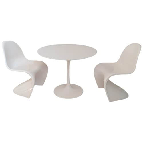Eledoll 1:6 Dollhouse Furniture Panton S White Chair & Table Set for The 12 inch Fashion Doll (White) von Eledoll