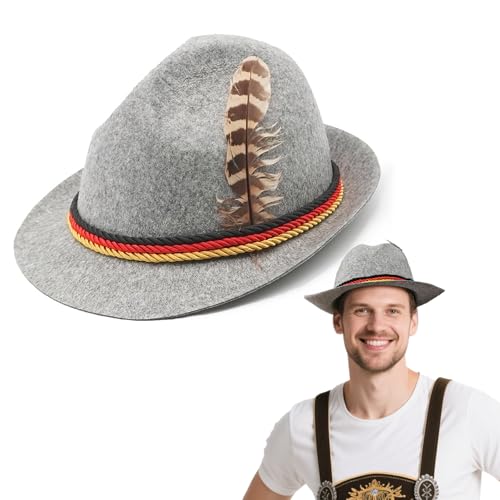 Eledreme oktoberfest hut,Stilvoller trachtenhut herren in klassischem Grau, deko oktoberfest herren outfit für Oktoberfestparty! von Eledreme