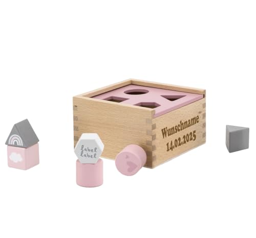 Elefantasie Formenspiel Sortierbox aus Holz rosa personalisierbar mit Name und Datum Baby Geschenk mit Gravur Elefantasie Formenspiel Sortierbox aus Holz rosa personalisierbar mit Name und Datum Baby Geschenk mit Gravur von Elefantasie