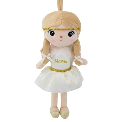 Elefantasie Personalisierte Stoffpuppe Engel mit Flügeln mit Name Bedruckt Kuschelpuppe mit gesticktem Gesicht 30cm von Elefantasie