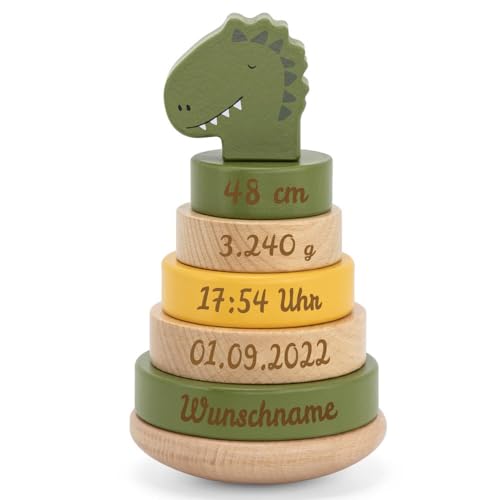 Elefantasie Personalisierter Stapelturm aus Holz von Trixie mit Namen und Geburtsdaten graviert Geburtsgeschenk Dinosaurier Elefantasie Personalisierter Stapelturm aus Holz von Trixie mit Namen und Geburtsdaten graviert Geburtsgeschenk Dinosaurier von Elefantasie
