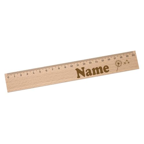 Elefantasie Personalisiertes Lineal zur Einschulung mit Name & Motiv graviert - 20cm Holzlineal Geschenk für Schulanfänger Pusteblume von Elefantasie