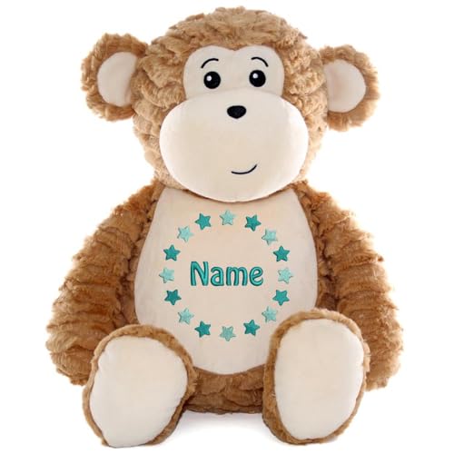 Elefantasie Personalisiertes Stofftier AFFE Kuscheltier Bestickt Plüschtier zur Geburt Stickmotiv Sternkreis von Elefantasie