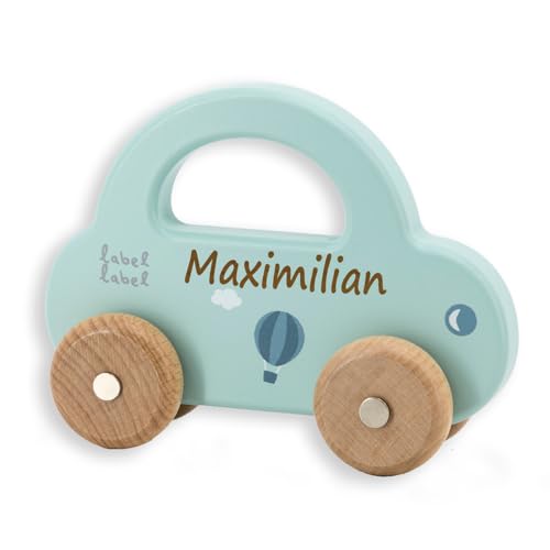 Elefantasie Spielzeug Auto aus Holz Mint personalisierbar mit Name Holzauto Baby Geschenk mit Gravur von Elefantasie