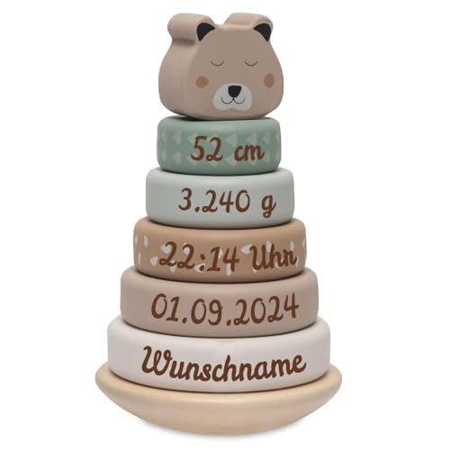 Elefantasie Stapelturm aus Holz personalisierbar mit Namen und Geburtsdaten Gravur Holzspielzeug Bär ab 12 Monaten Elefantasie Stapelturm aus Holz personalisierbar mit Namen und Geburtsdaten Gravur Holzspielzeug Bär ab 12 Monaten von Elefantasie