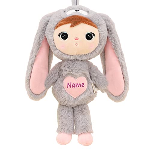 Elefantasie Stoffpuppe Hasenmädchen mit Namen personalisiert Grau 30 cm von Elefantasie