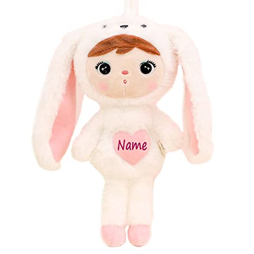 Elefantasie Stoffpuppe Hasenmädchen mit Namen personalisiert Weiß 30 cm von Elefantasie