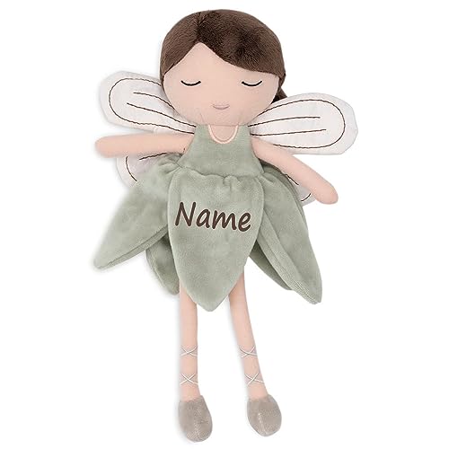 Elefantasie Stoffpuppe mit Namen Kuscheltier Fee personalisiert Geschenk zur Geburt Kleid Salbei Elefantasie Stoffpuppe mit Namen Kuscheltier Fee personalisiert Geschenk zur Geburt Kleid Salbei von Elefantasie