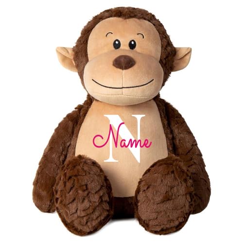 Elefantasie Stofftier AFFE braun mit Name personalisiert Kuscheltier für Kinder Flauschiges Plüschtier 40cm Motiv Buchstabe von Elefantasie