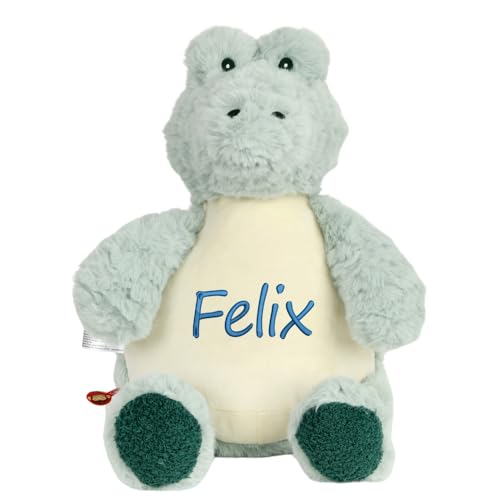 Elefantasie Stofftier Alligator mit Name Bestickt personalisiertes Kuscheltier mit Stickmotiv Geschenk Geburt (Name) von Elefantasie