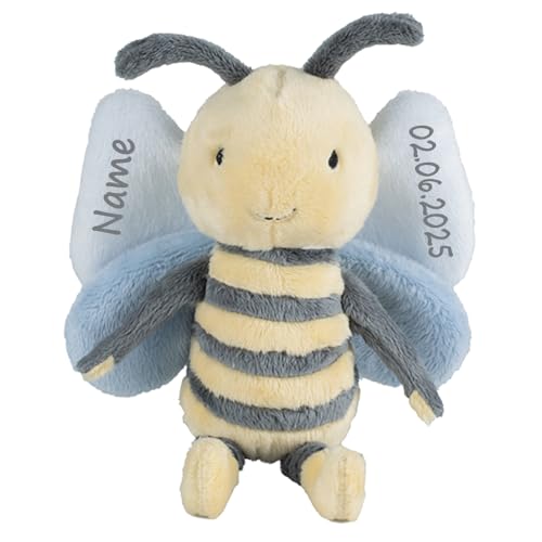 Elefantasie Stofftier Biene personalisiert mit Namen und Geburtsdatum Plüschbiene Kuscheltier Biene Geschenk (19cm) von Elefantasie