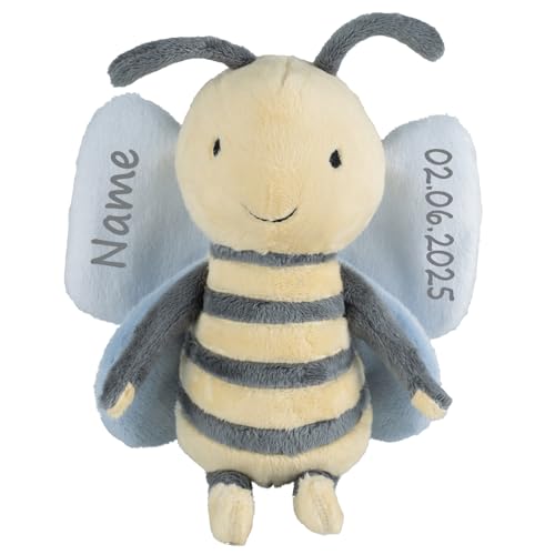Elefantasie Stofftier Biene personalisiert mit Namen und Geburtsdatum Plüschbiene Kuscheltier Biene Geschenk (25cm) von Elefantasie