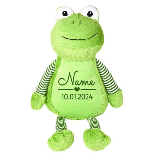 Elefantasie Stofftier Frosch grün mit Name personalisiert Kuscheltier für Kinder Flauschiges Plüschtier 40cm Motiv Name und Datum Elefantasie Stofftier Frosch grün mit Name personalisiert Kuscheltier für Kinder Flauschiges Plüschtier 40cm Motiv Name und Datum von Elefantasie