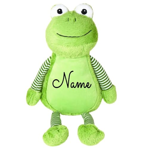 Elefantasie Stofftier Frosch grün mit Name personalisiert Kuscheltier für Kinder Flauschiges Plüschtier 40cm Motiv Name von Elefantasie