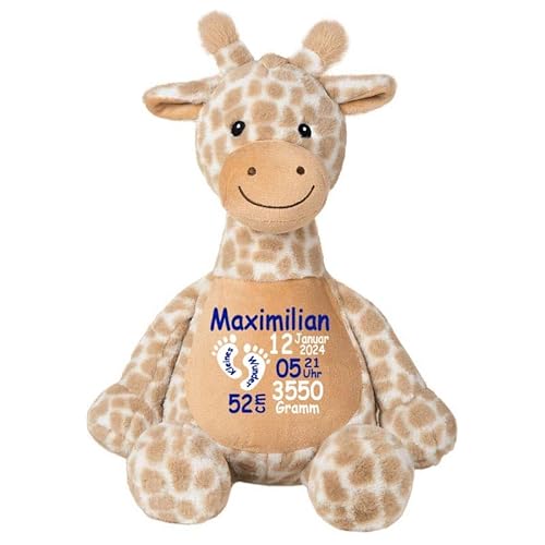 Elefantasie Stofftier Giraffe braun mit Name personalisiert Kuscheltier für Kinder Flauschiges Plüschtier 40cm Motiv Füßchen von Elefantasie