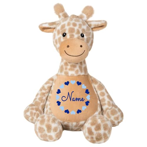Elefantasie Stofftier Giraffe braun mit Name personalisiert Kuscheltier für Kinder Flauschiges Plüschtier 40cm Motiv Herzkreis von Elefantasie