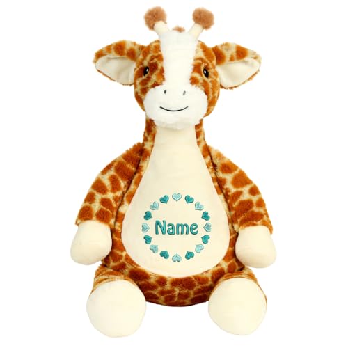 Elefantasie Stofftier Giraffe mit Name Bestickt personalisiertes Kuscheltier mit Stickmotiv Geschenk Geburt (Herzkreis) von Elefantasie