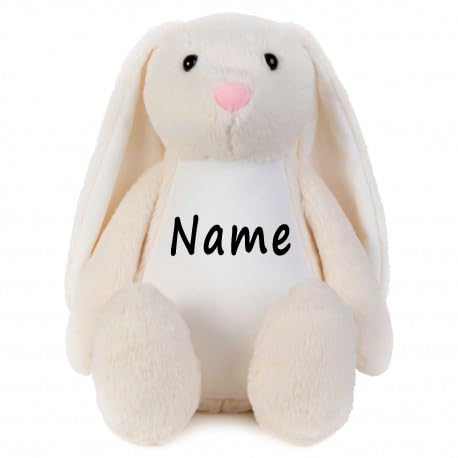 Elefantasie Stofftier Hase mit Name personalisiert Kuscheltier Stoffhase für Kinder Flauschiges Plüschtier 40cm (Beige - Name) von Elefantasie