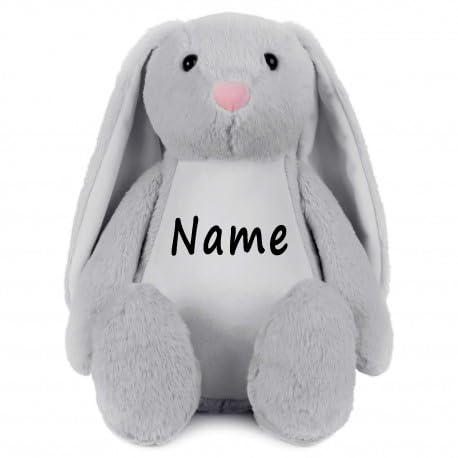Elefantasie Stofftier Hase mit Name personalisiert Kuscheltier Stoffhase für Kinder Flauschiges Plüschtier 40cm (Grau - Name) von Elefantasie