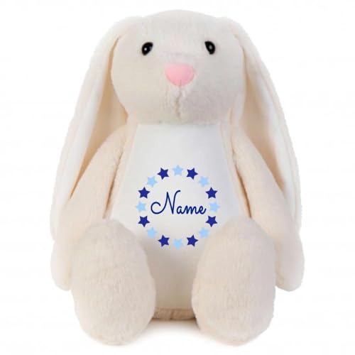 Elefantasie Stofftier Hase mit Name personalisiert Kuscheltier Stoffhase für Kinder Flauschiges Plüschtier 40cm (Beige - Sternkreis) von Elefantasie