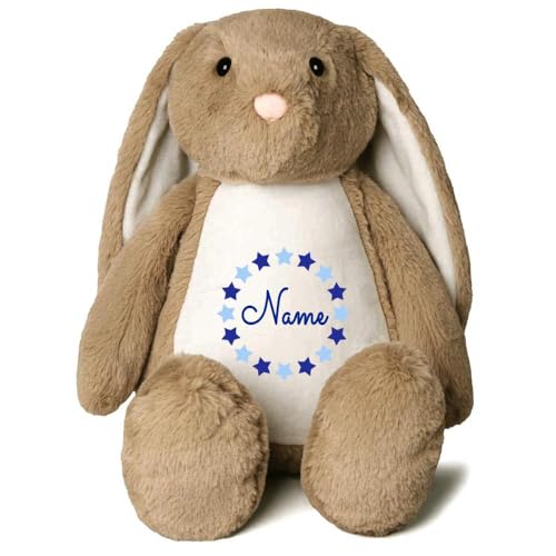 Elefantasie Stofftier Hase mit Name personalisiert Kuscheltier Stoffhase für Kinder Flauschiges Plüschtier 40cm (Hellbraun - Sternkreis) von Elefantasie