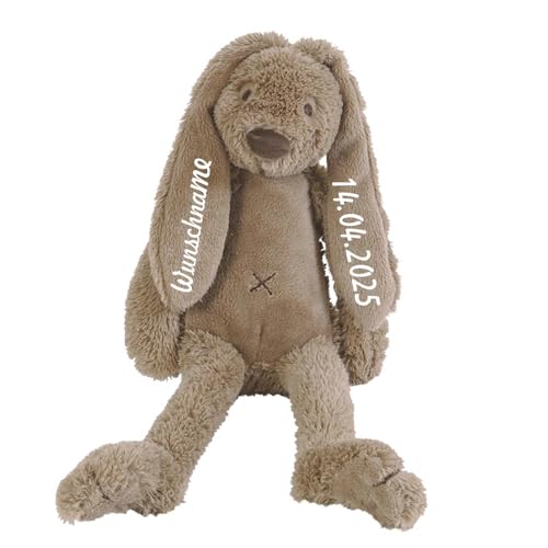 Elefantasie Stofftier Hase mit Namen und Geburtsdatum personalisiert Geschenk 40cm braun von Elefantasie
