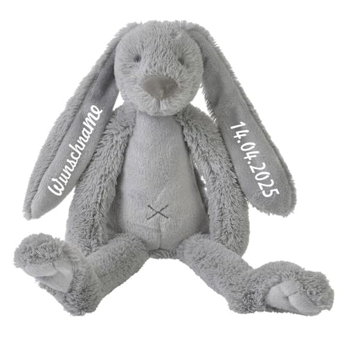 Elefantasie Stofftier Hase mit Namen und Geburtsdatum personalisiert Geschenk 40cm grau Elefantasie Stofftier Hase mit Namen und Geburtsdatum personalisiert Geschenk 40cm grau von Elefantasie