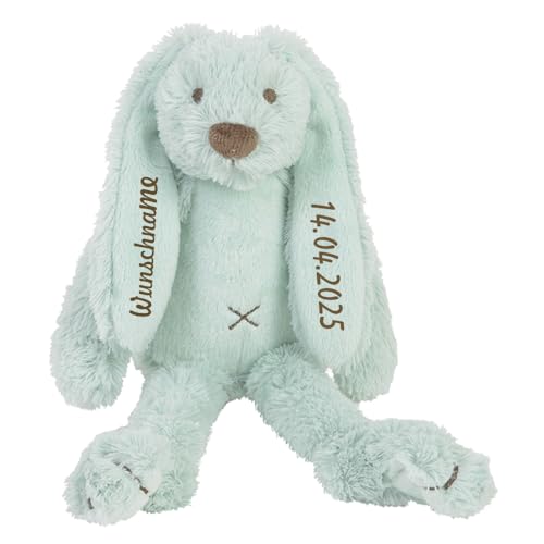 Elefantasie Stofftier Hase mit Namen und Geburtsdatum personalisiert Geschenk Verschiedene Ausführungen (Mint 30cm) von Elefantasie