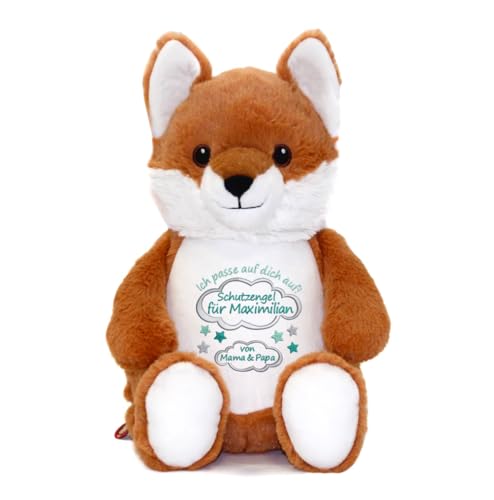 Elefantasie Stofftier Kuscheltier personalisiert Fuchs Bestickt Motiv Name (Schutzengel) von Elefantasie