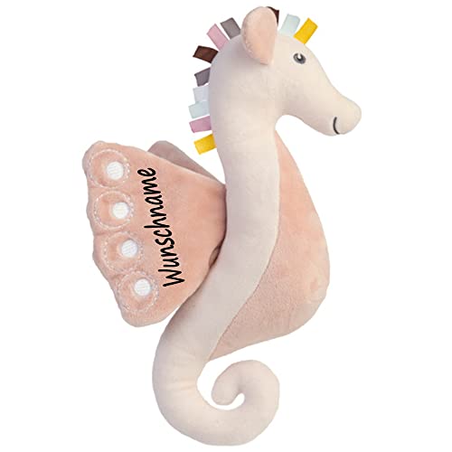 Elefantasie Stofftier Seepferd rosa Geschenk mit Namen und Geburtsdatum personalisiert 36cm von Elefantasie