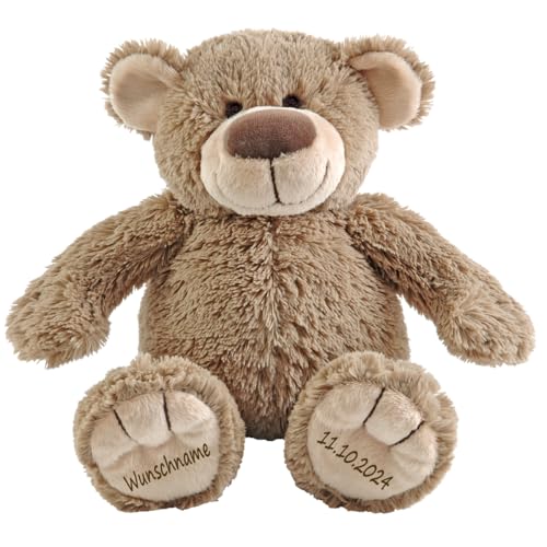 Elefantasie Stofftier Teddy Bär Geschenk mit Namen und Geburtsdatum personalisiert 30cm von Elefantasie